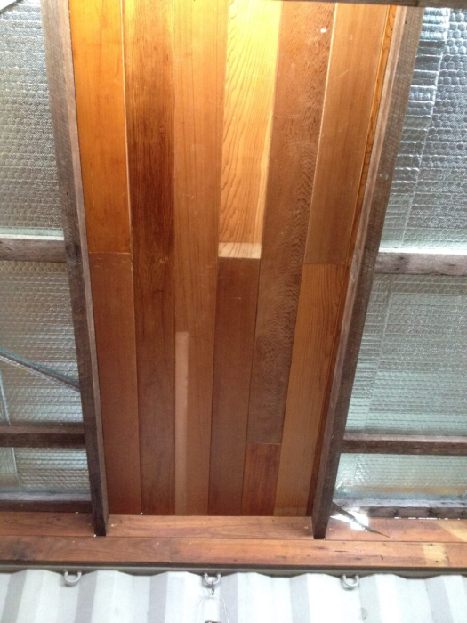 Red cedar panelling for the ceiling