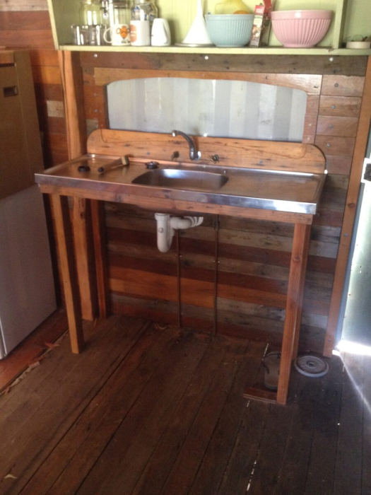 Kitchen sink framed from scrap oregon pine